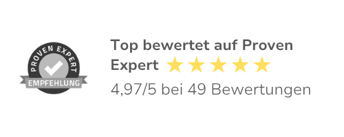 Top bewertet auf Proven Expert – 4,97/5 bei 49 Bewertungen